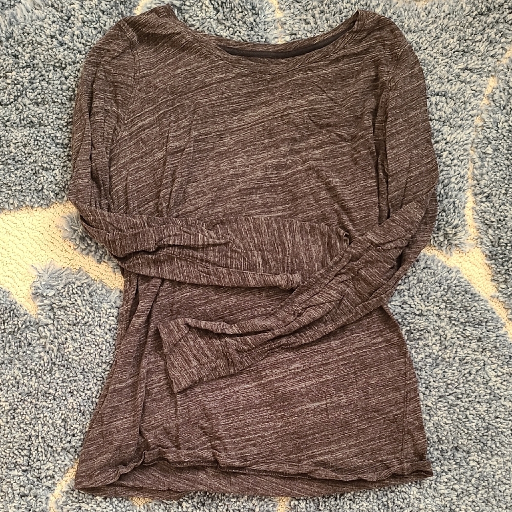 LOFT Heathered Gray Long Sleeve Blouse